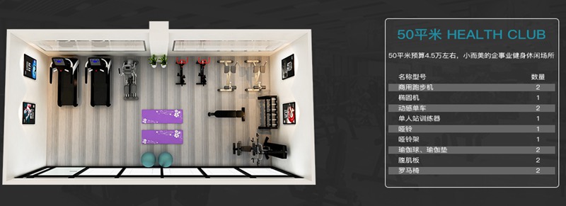 50平方健身室-多宝电竞健身器材企事业健身解决方案 50平方健身室-多宝电竞健身器材企事业健身解决方案